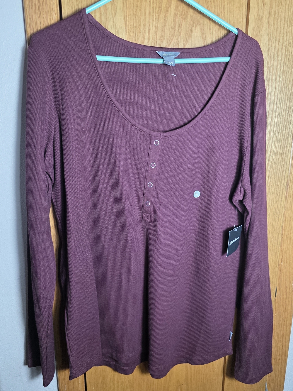 Eddie Bauer Long Sleeve Henley Top - Plum